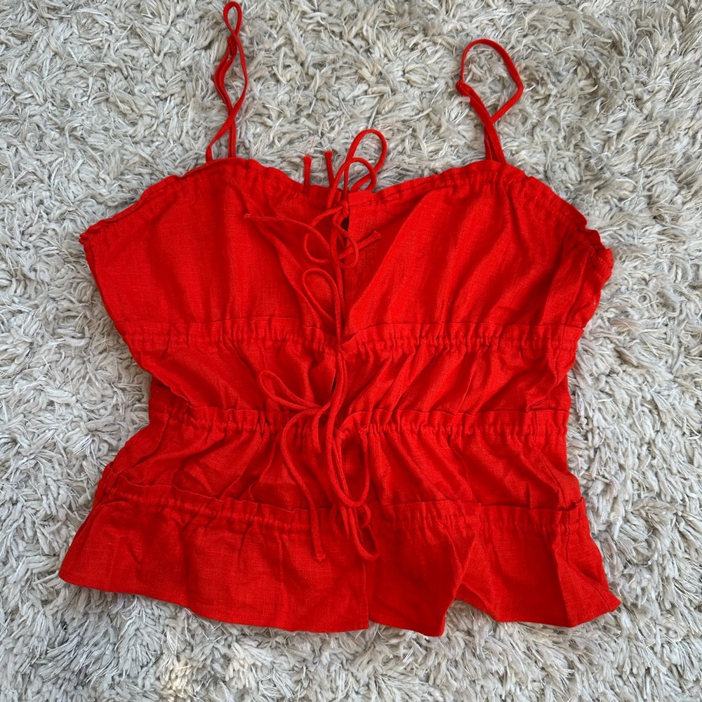 Cherry Red Tie Front Tank Top size M